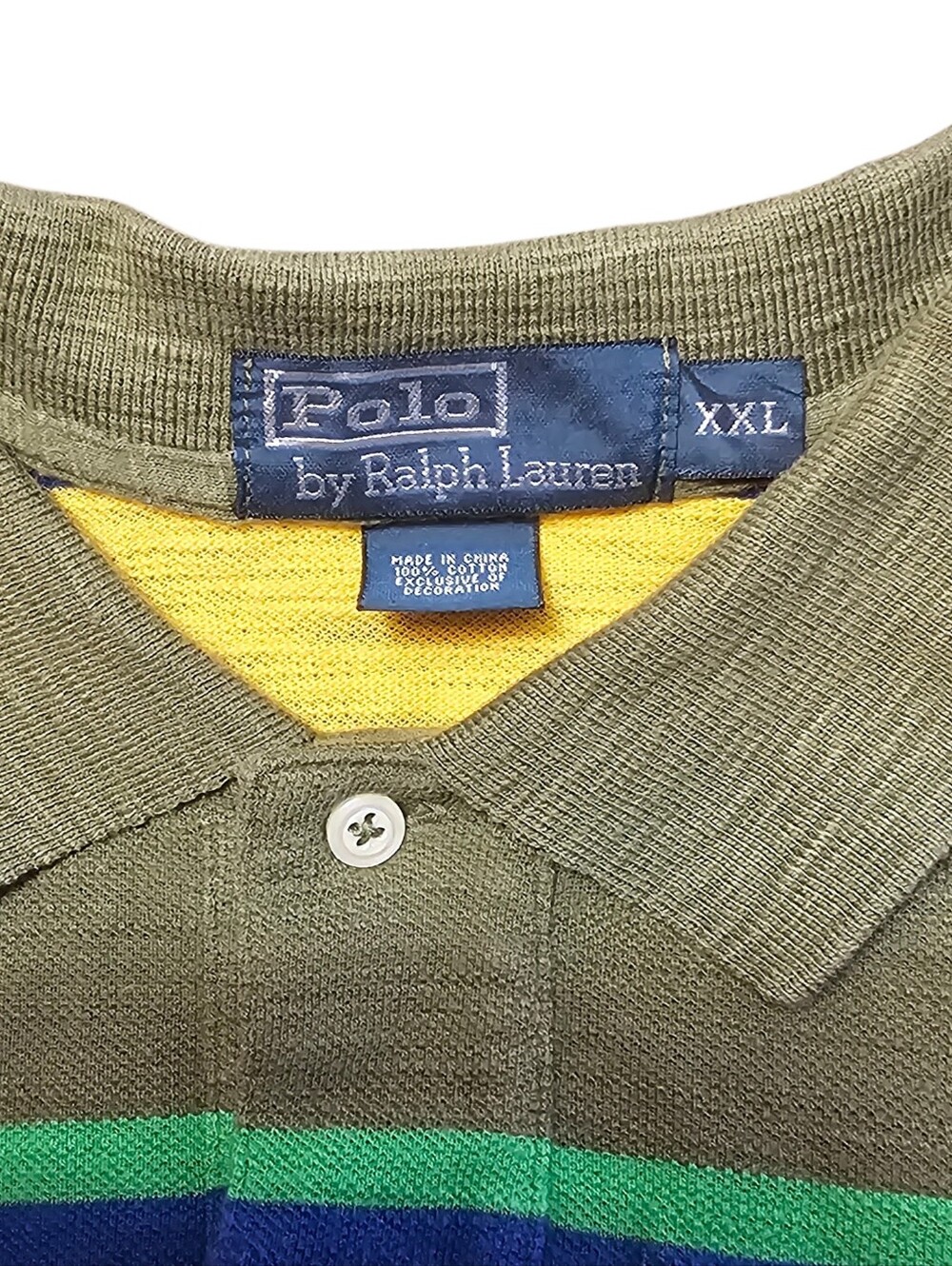Polo Ralph Lauren Rainbow Striped Shirt Mens XXL 2XL Rugby Orange Cotton - Picture 6 of 9